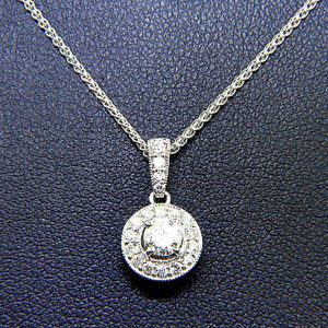 Classic Diamond Solitaire Pendant with Diamond Accents