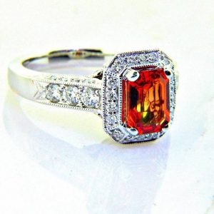 Sunset Collection Orange Sapphire and Diamond Ring