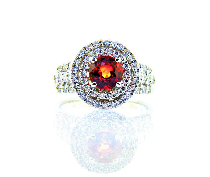 Sunset Collection Orange Sapphire and Diamond Ring