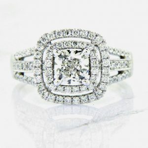 Ladies 18K Cushion Cut Diamond Engagement Rings