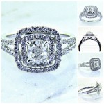 Ladies 18K Cushion Cut Diamond Enagagement Ring