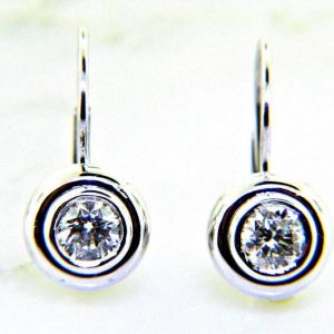 Ladies 14K Diamond Dangle Stud Earrings