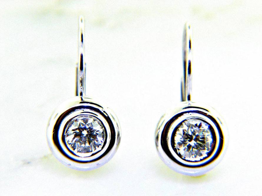 Ladies 14K Diamond Dangle Stud Earrings