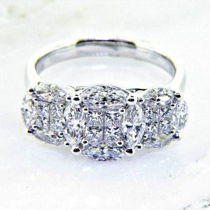 Ladies 18K Radiance Collection "Three Stone Look" Diamond Ring