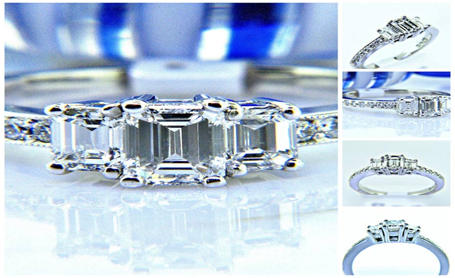 Ladies 14k Past, Present and Future Three Stone Emerald Cut Diamond Ring Ladies 14k Past, Present and Future Three Stone Emerald Cut Diamond Ring