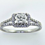 Ladies 18k Princess Cut Diamond Engagement Ring