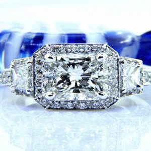 Ladies Nouveau Estates Platinum Radiant Diamond Engagement Ring