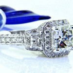 Ladies Nouveau Estates Platinum Radiant Diamond Engagement Ring