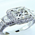 Ladies Nouveau Estates Platinum Radiant Diamond Engagement Ring
