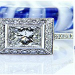 Ladies Platinum Princess Cut Diamond Engagement Ring