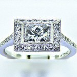 Ladies Platinum Princess Cut Diamond Engagement Ring