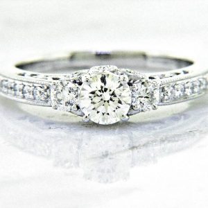 Ladies 18K Nouveau Estates Diamond Engagement Ring