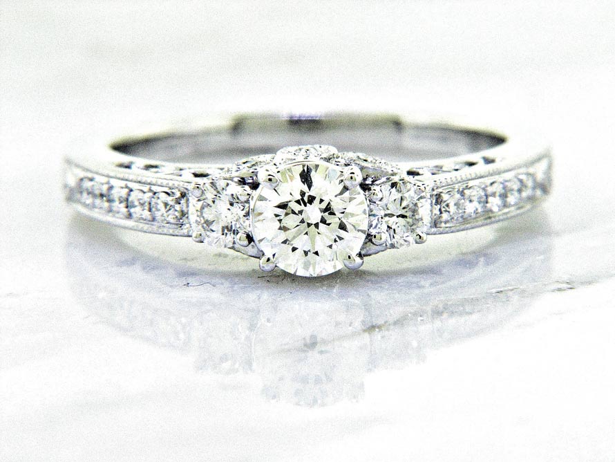 Ladies 18K Nouveau Estates Diamond Engagement Ring