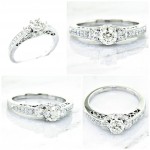 Ladies 18K Nouveau Estates Diamond Engagement Ring