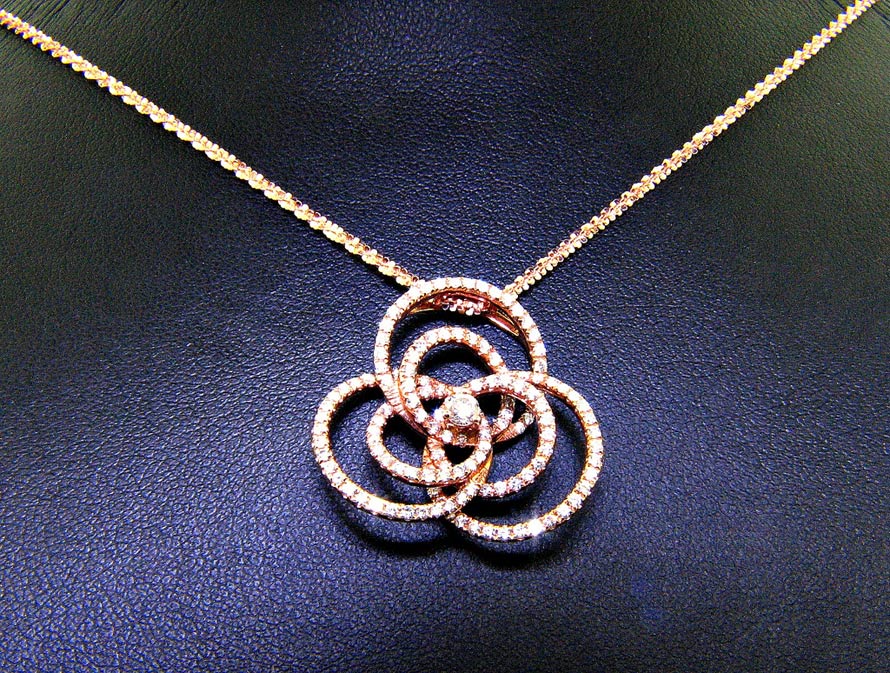 Very Unique Rose Gold Diamond Pendant