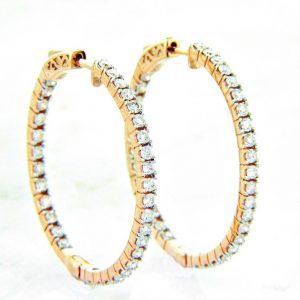 Ladies 14K “Inside/Out” Diamond Hoop Earrings 1.50ctw