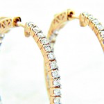 Ladies 14K “Inside/Out” Diamond Hoop Earrings 1.50ctw