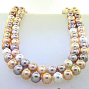 Classic Double strand Mutli-Color Pastel Pearl Necklace