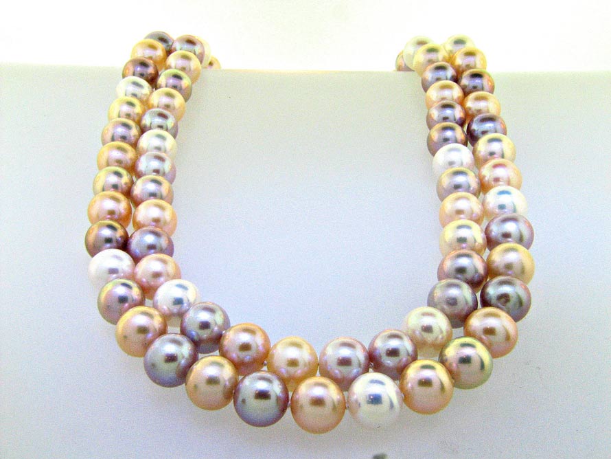 Classic Double strand Mutli-Color Pastel Pearl Necklace