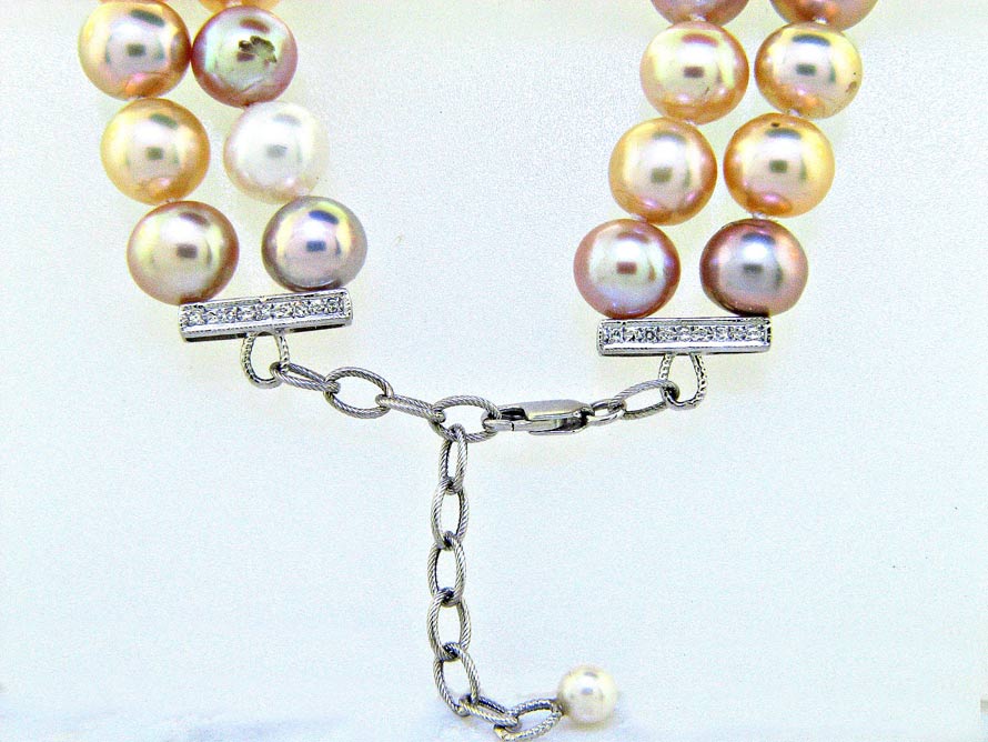 Classic Double strand Mutli-Color Pastel Pearl Necklace Classic Double strand Mutli-Color Pastel Pearl Necklace