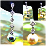 Tahitian & Gold South Sea Pearl & Diamond Drop Earrings