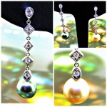 Tahitian & Gold South Sea Pearl & Diamond Drop Earrings