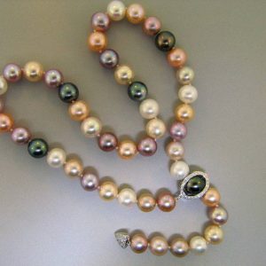 Unique & Exotic Adjustable Tahitian and South Sea Pearl and Diamond Lariat
