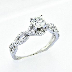 18K Braided Diamond Engagement Ring 0.93ctw