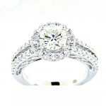 Ladies 18k Nouveau Estates Diamond Engagement Ring 1.45ctw.