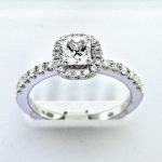 Ladies 18K Radiant Halo Engagement Ring 1.08ctw