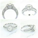 Ladies 18k Nouveau Estates Diamond Engagement Ring 1.45ctw.