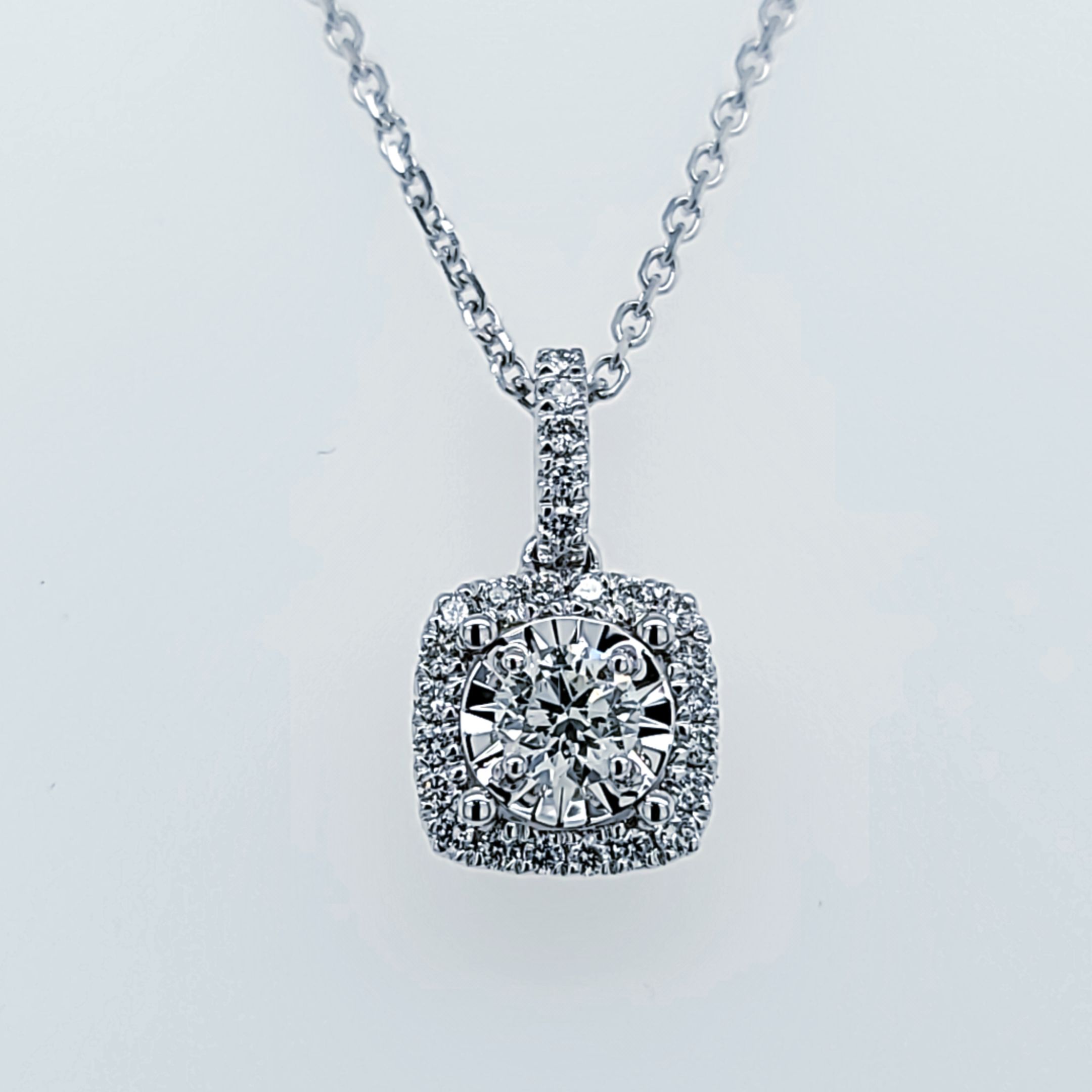 0.75 Carat Oval Diamond & Halo Horizontal Pendant Necklace - Raven Fine  Jewelers