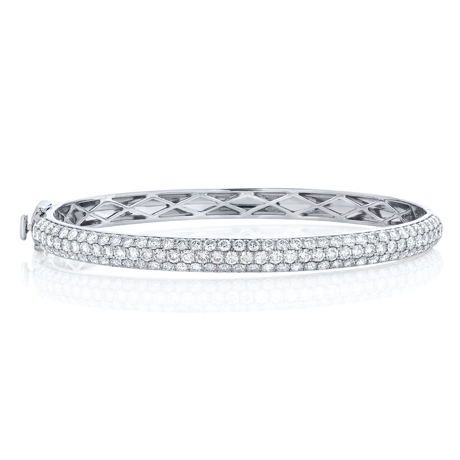 14K Pave Diamond Bangle Bracelet 3.80ctw - LL Pavorsky