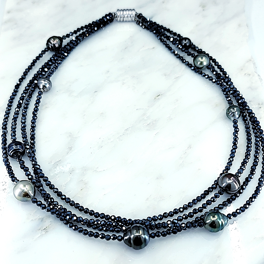 Simply Vera Vera Wang Black Tone Bead Detail Multi Strand Necklace