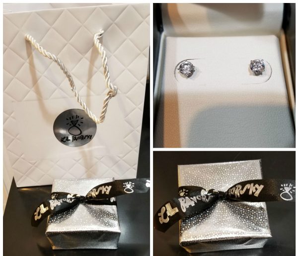 1.45CTW DIAMOND STUDS box & bag